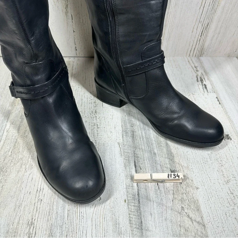 Bandolino Cavanna Black Brown‎ Leather Classic Riding Knee High Boots